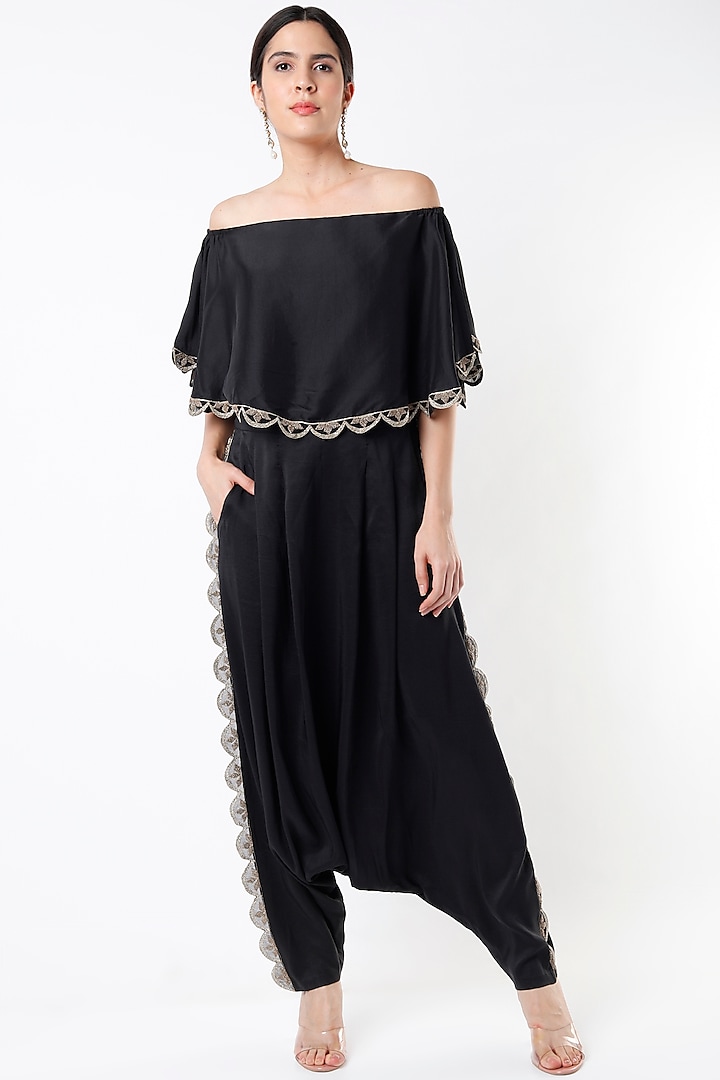 Black Silk Pant Set by Payal Singhal at Pernia's Pop Up Shop