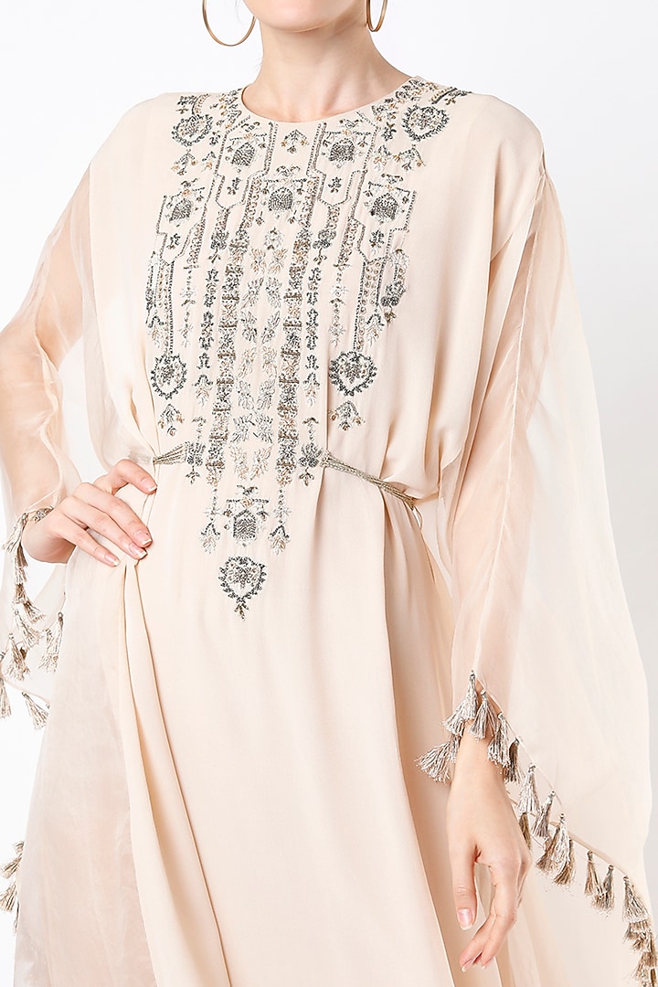Blush Pink Embroidered Kaftan by Payal Singhal at Pernia's Pop Up Shop