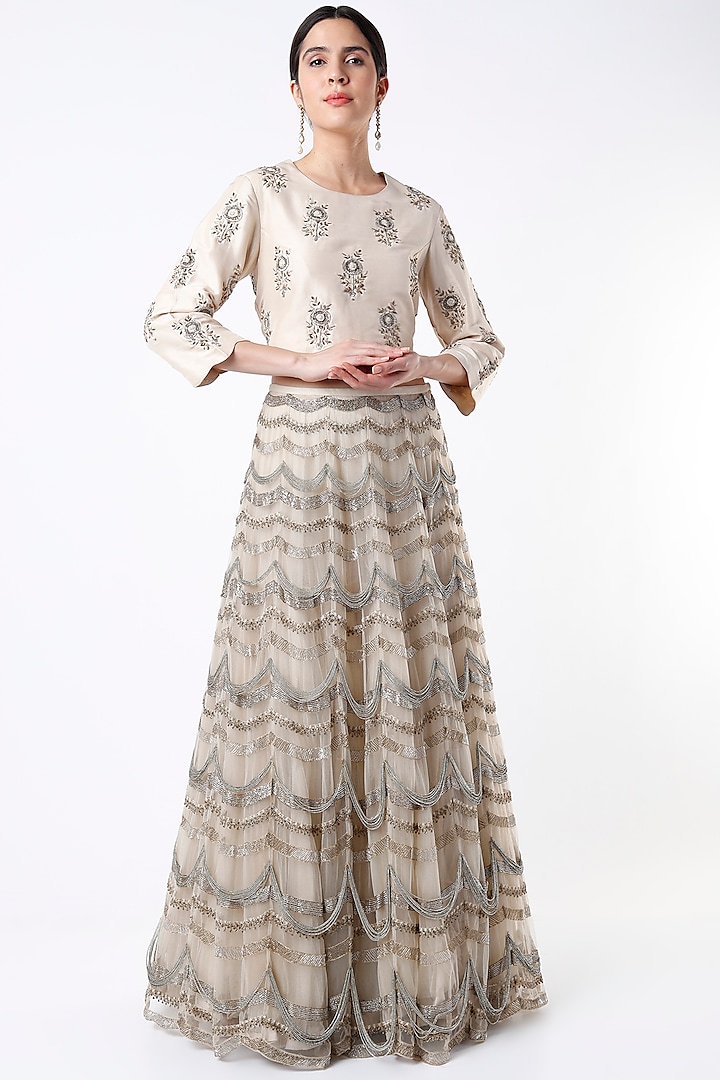 Beige Embroidered Lehenga Set by Payal Singhal