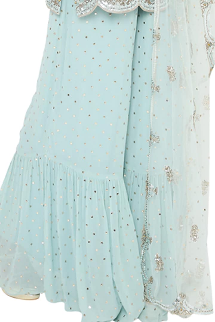 Powder Blue Georgette Bridal Sharara Set by Payal Singhal at Pernia's Pop Up Shop