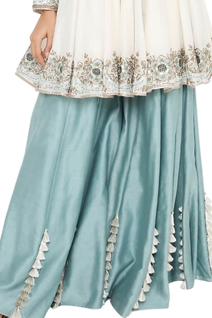 Off White Silk Mulmul Wedding Anarkali Set by Payal Singhal at Pernia's Pop Up Shop