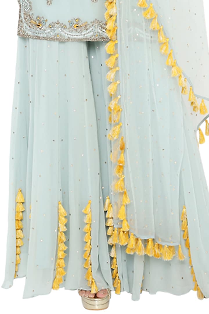 Periwinkle Blue Georgette Wedding Sharara Set by Payal Singhal at Pernia's Pop Up Shop