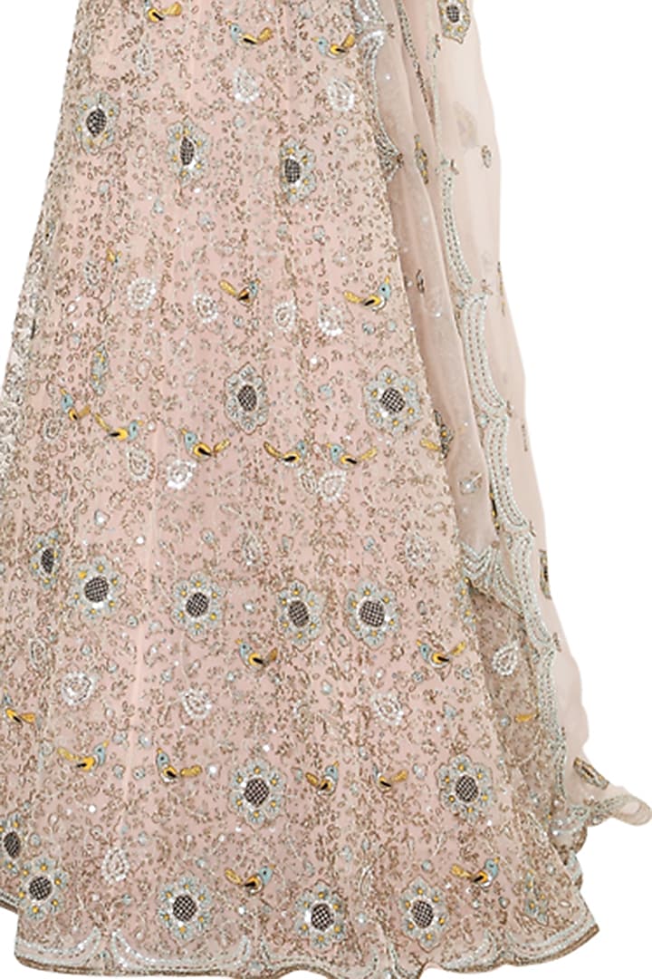 Rose Pink Embroidered Bridal Lehenga Set by Payal Singhal at Pernia's Pop Up Shop