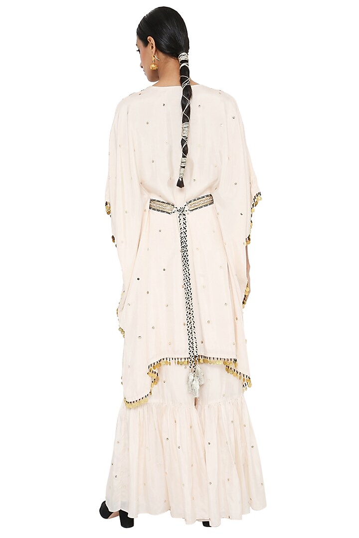 Stone White Embroidered Kaftan Set by Payal Singhal at Pernia's Pop Up Shop