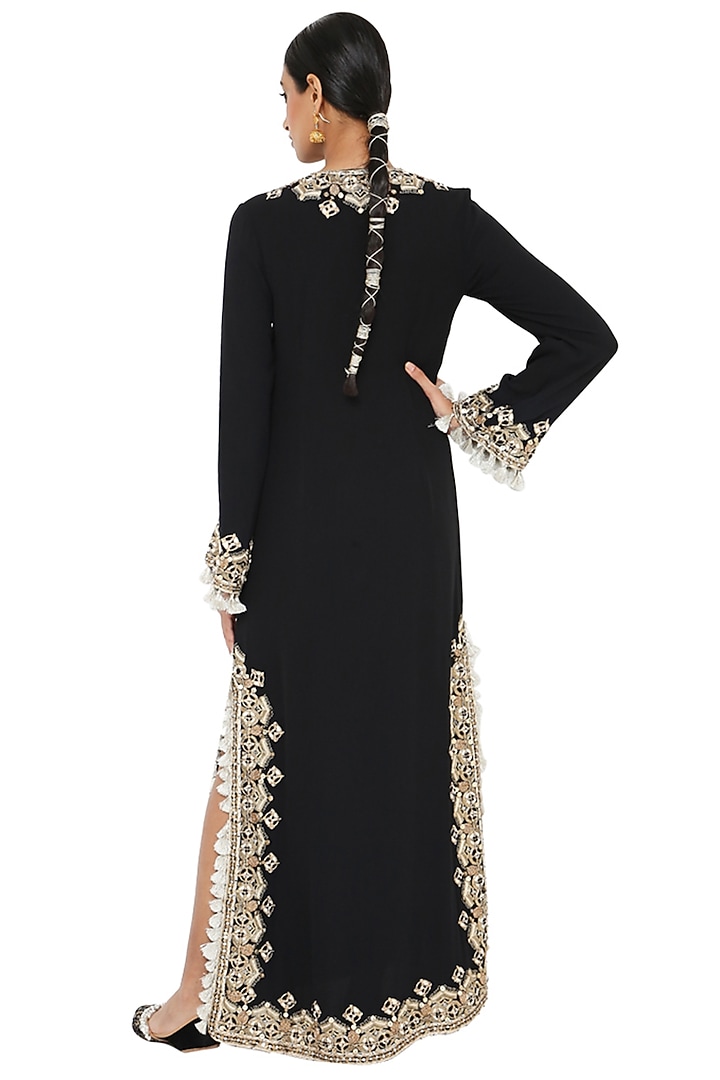 Black Embroidered Kaftan by Payal Singhal at Pernia's Pop Up Shop