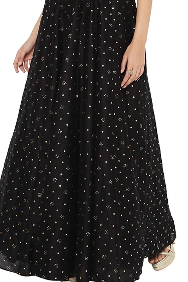 Black Embroidered One-Shoulder Engagement Gown by Payal Singhal at Pernia's Pop Up Shop