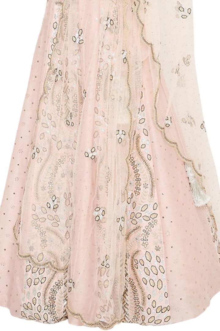 Rose Pink Bridal Lehenga Set With Embroidery by Payal Singhal at Pernia's Pop Up Shop