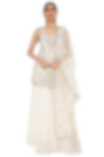 Off-White Dot Mukaish Bridal Sharara Set by Payal Singhal at Pernia's Pop Up Shop