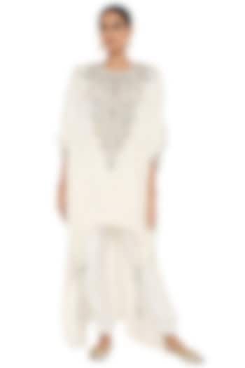 Off-White Embroidered Kaftan Set by Payal Singhal at Pernia's Pop Up Shop