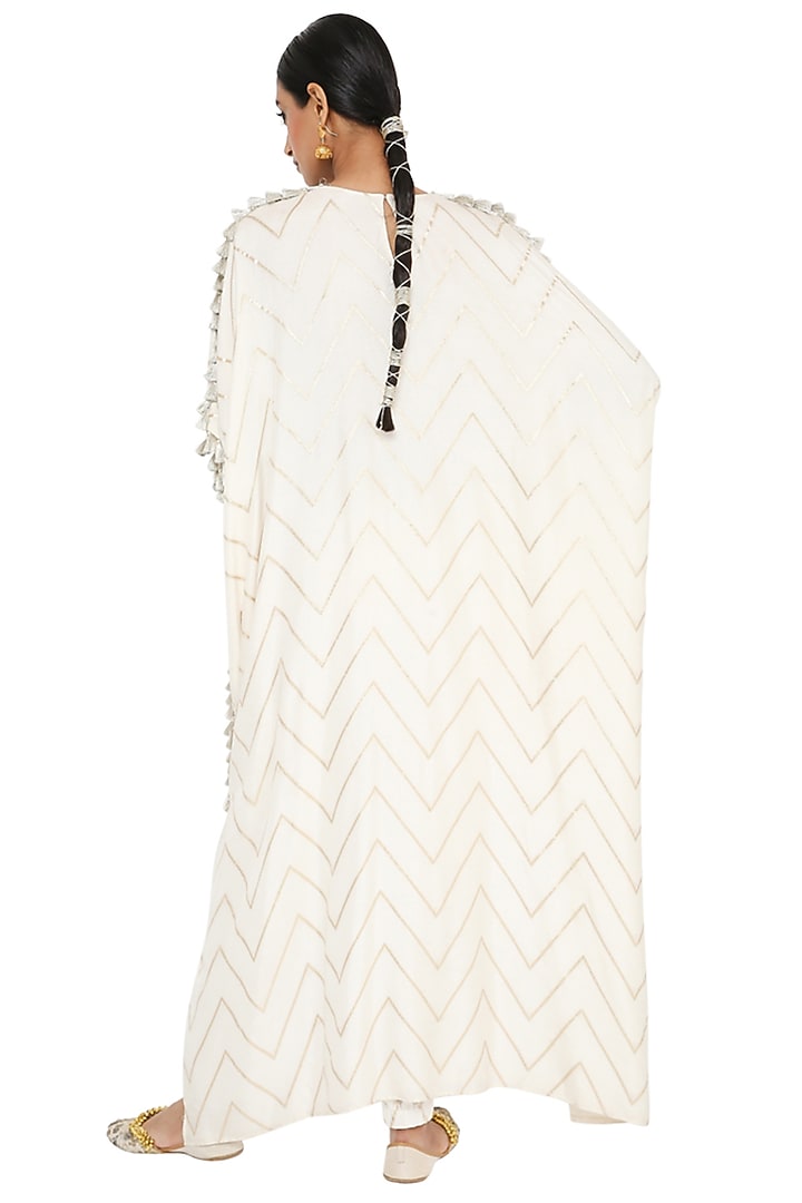 Off-White Embroidered Kaftan Set by Payal Singhal at Pernia's Pop Up Shop