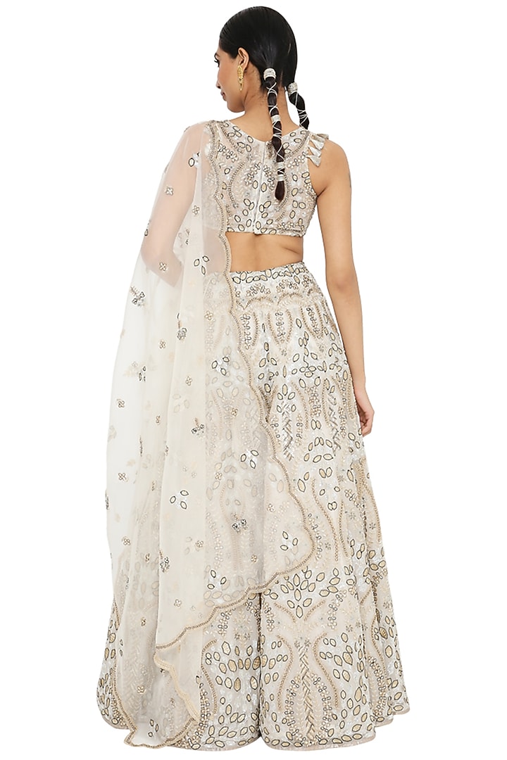 Off White Embroidered Bridal Lehenga Set by Payal Singhal at Pernia's Pop Up Shop