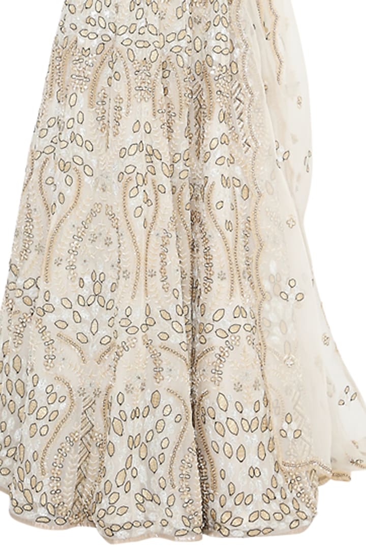 Off White Embroidered Bridal Lehenga Set by Payal Singhal at Pernia's Pop Up Shop