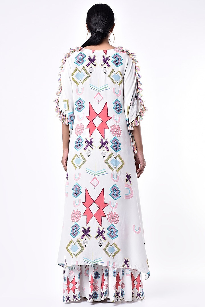 White Printed Kaftan Set by Payal Singhal at Pernia's Pop Up Shop