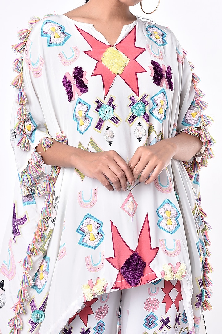 White Printed Kaftan Set by Payal Singhal at Pernia's Pop Up Shop