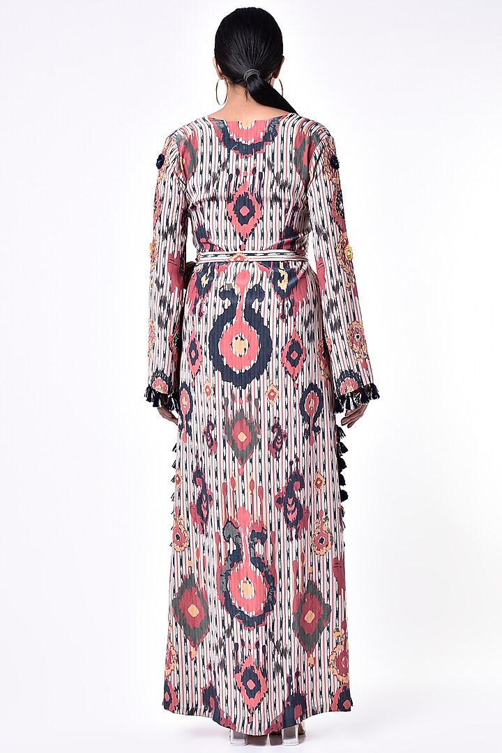 White Embroidered & Printed Kaftan by Payal Singhal at Pernia's Pop Up Shop