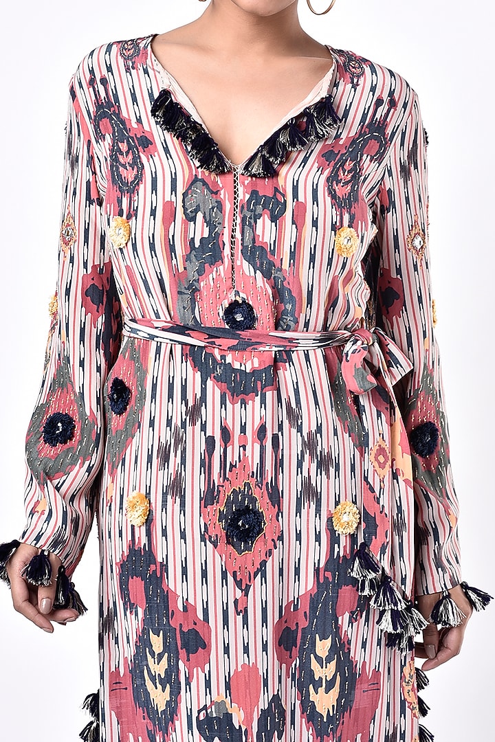 White Embroidered & Printed Kaftan by Payal Singhal at Pernia's Pop Up Shop