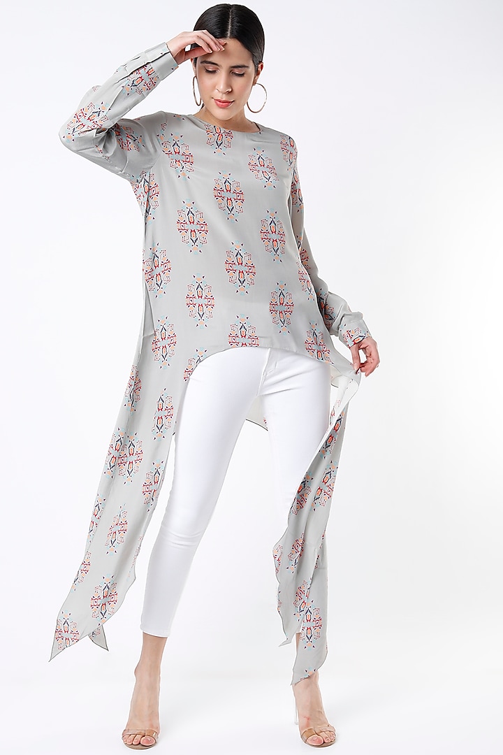 Grey Ikat Printed Tunic by PS Pret by Payal Singhal