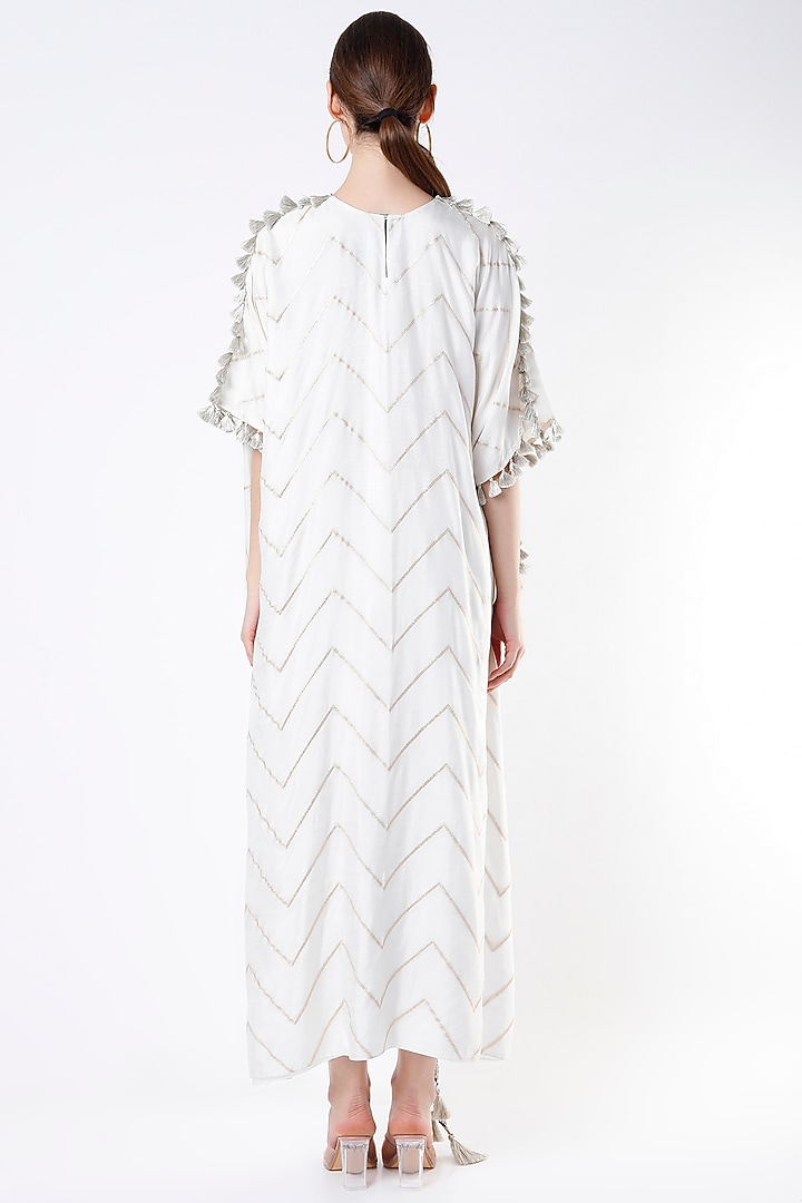 Off-White Embroidered Kaftan Set by Payal Singhal at Pernia's Pop Up Shop