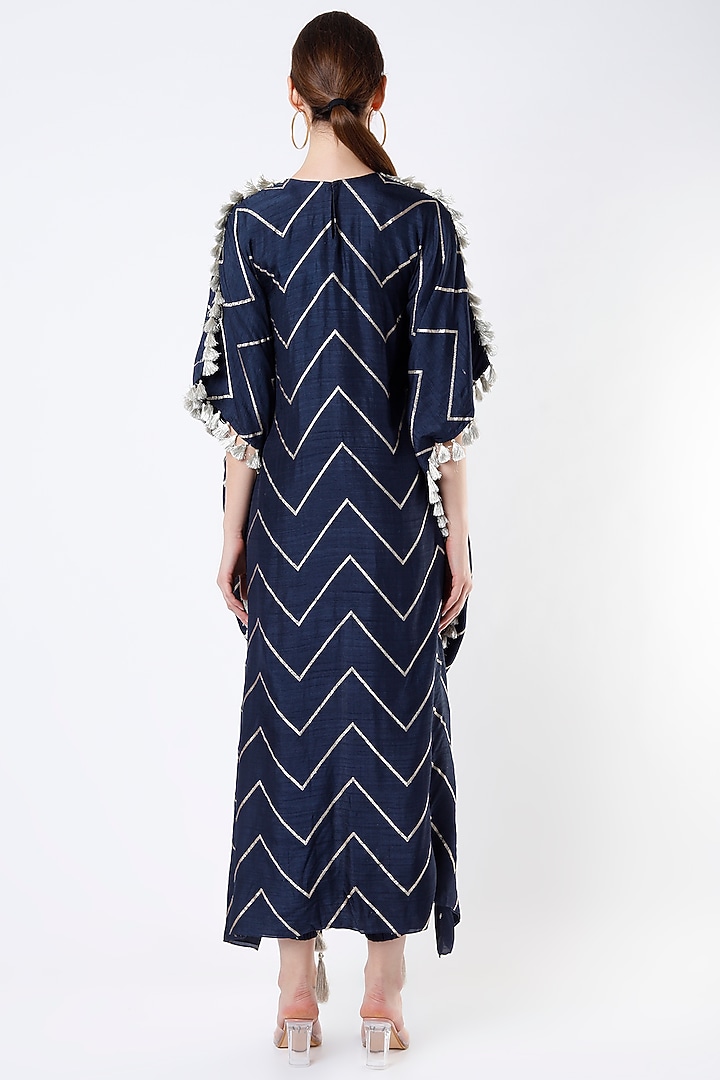 Navy Blue Embroidered Kaftan Set by Payal Singhal at Pernia's Pop Up Shop