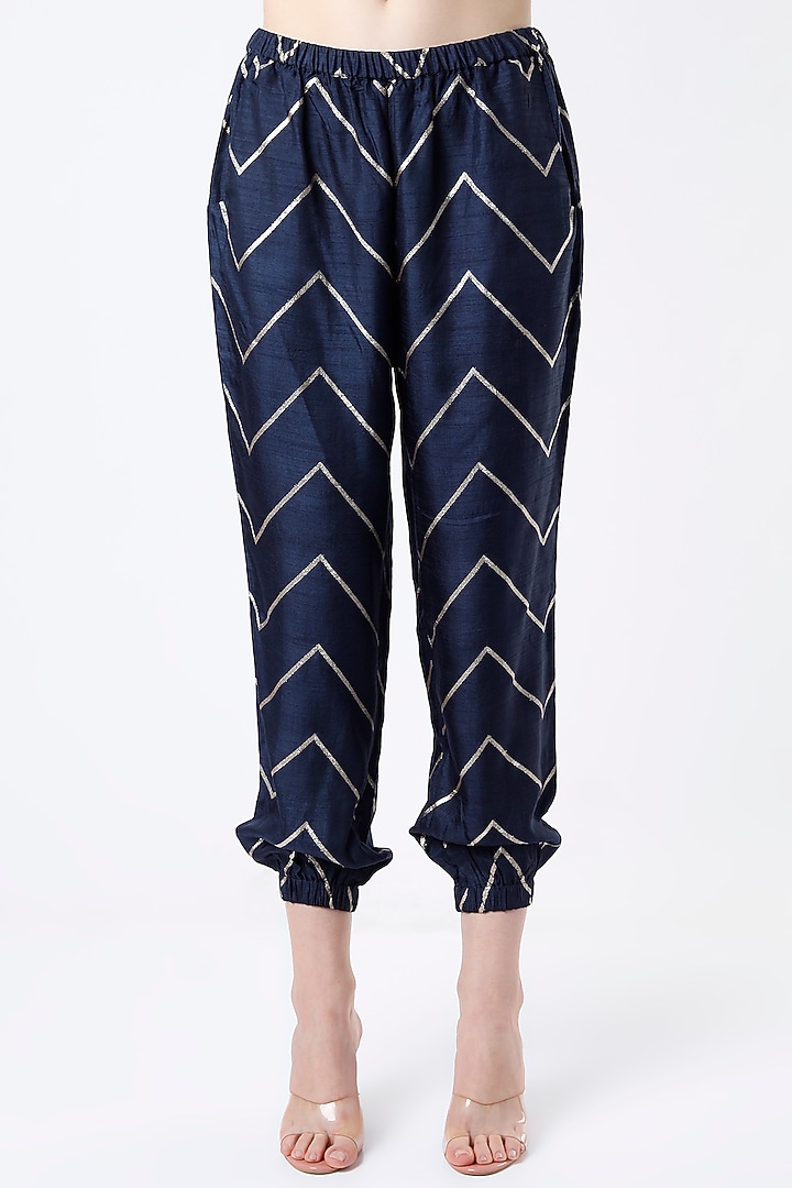 Navy Blue Embroidered Kaftan Set by Payal Singhal at Pernia's Pop Up Shop