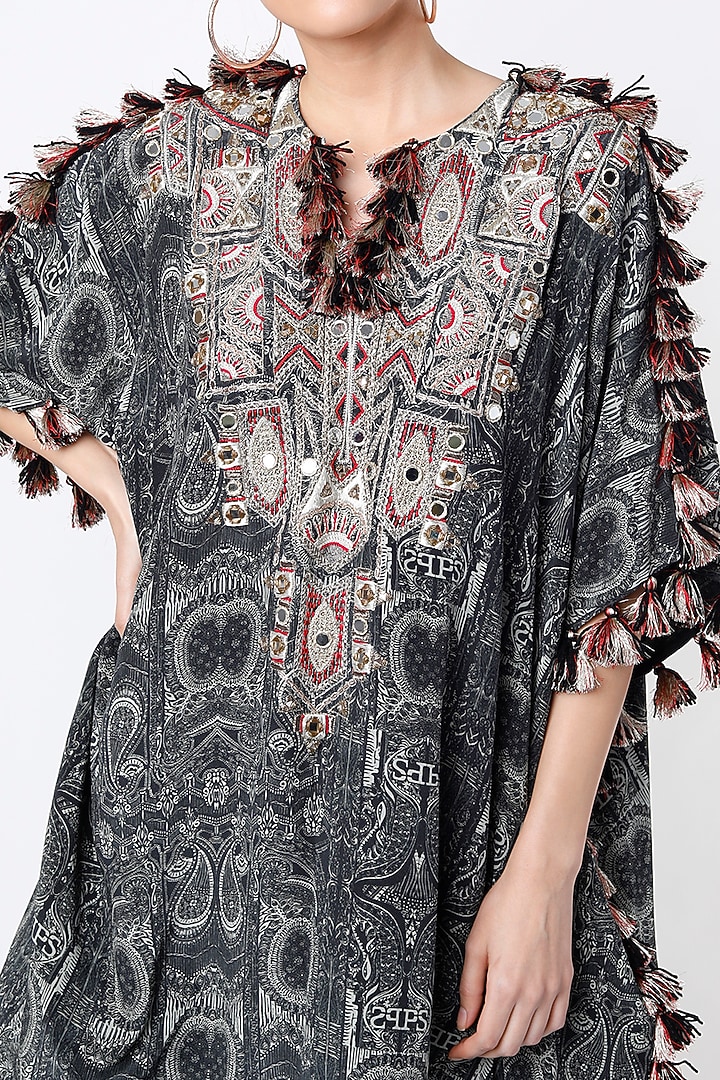 Black & White Embroidered Kaftan Set by Payal Singhal at Pernia's Pop Up Shop