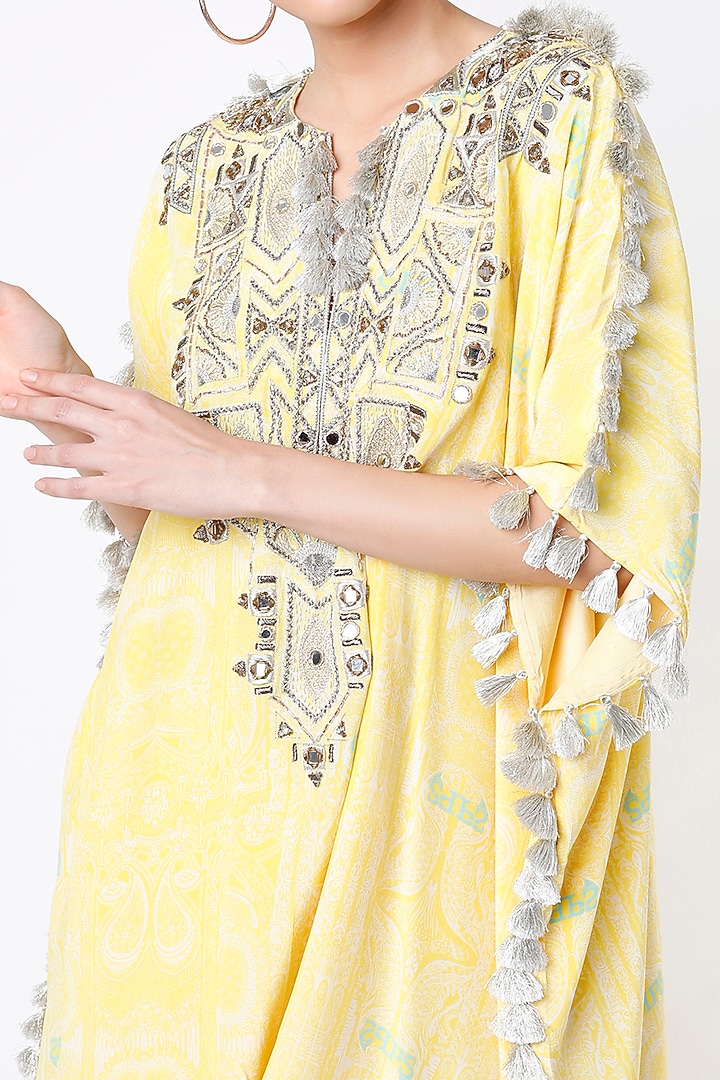 Yellow Embroidered Kaftan Set by Payal Singhal at Pernia's Pop Up Shop