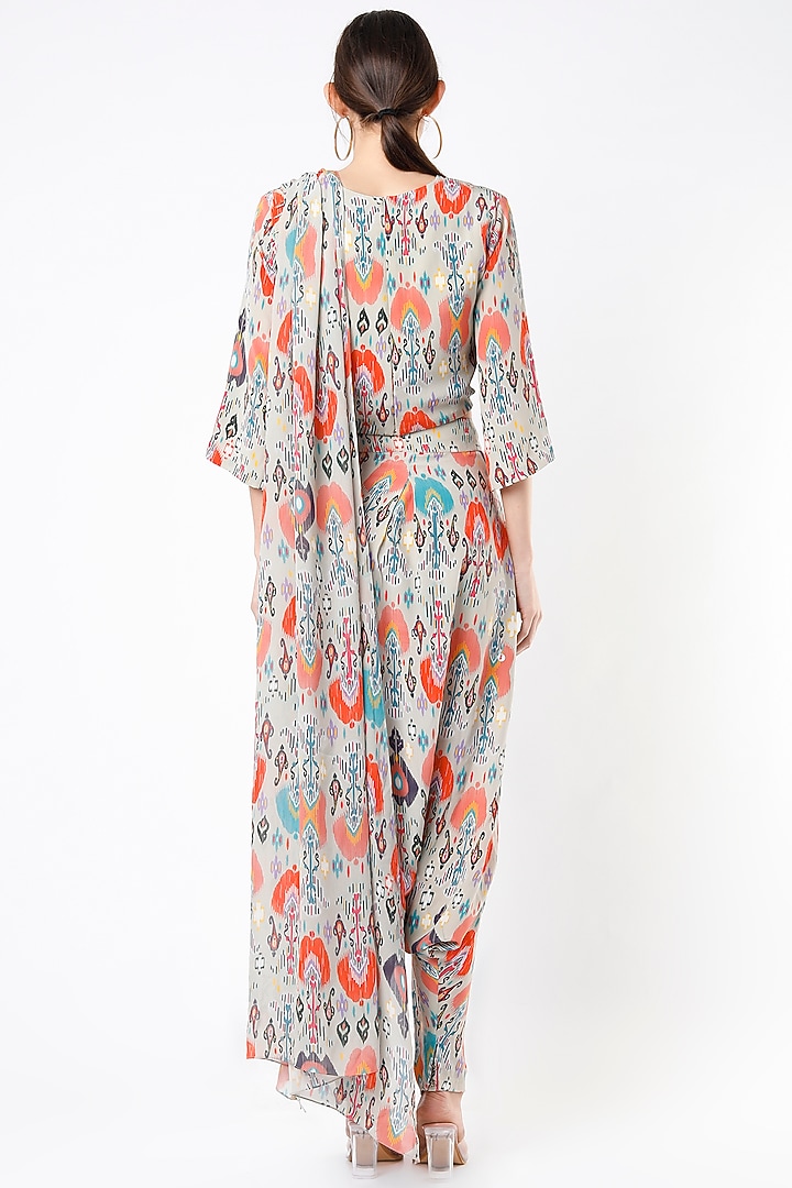 Stone Grey Printed Pant Set by Payal Singhal at Pernia's Pop Up Shop