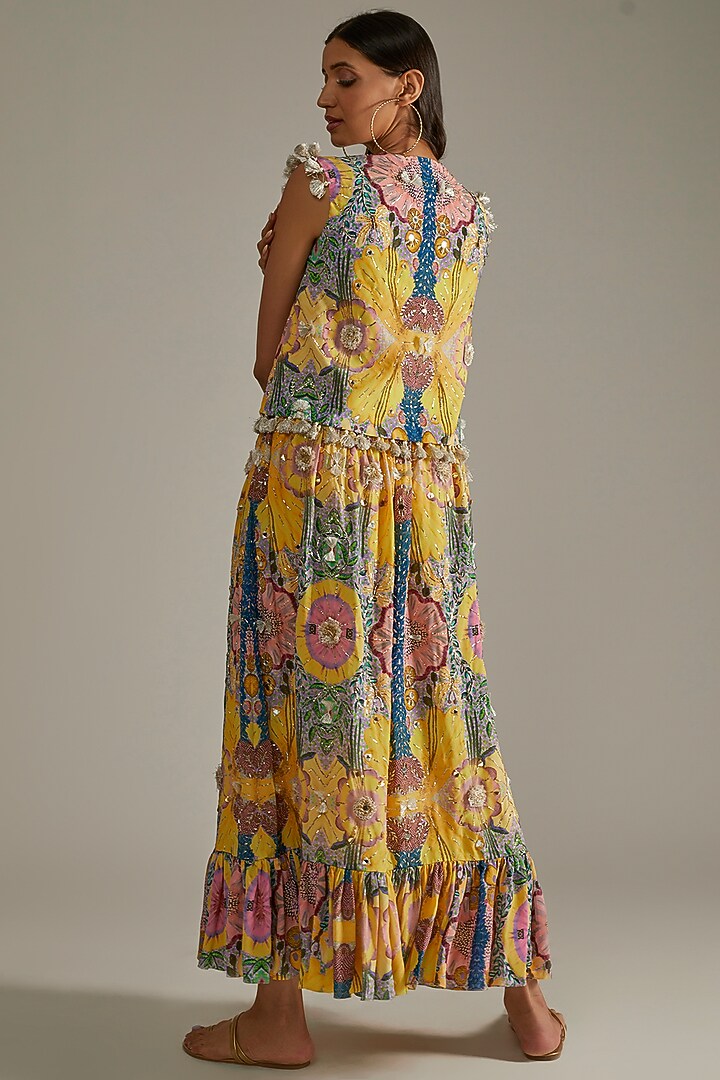 Multi-Colored Printed & Embroidered Jacket Set by Payal Singhal at Pernia's Pop Up Shop