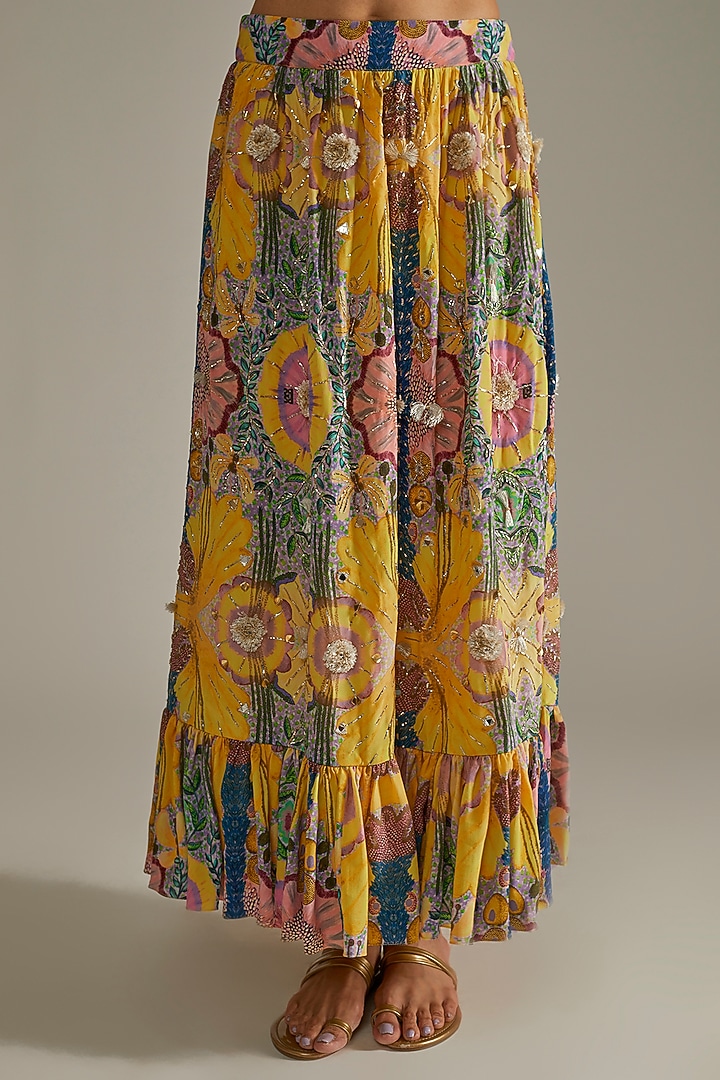 Multi-Colored Printed & Embroidered Jacket Set by Payal Singhal at Pernia's Pop Up Shop