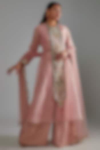 Blush Pink Embroidered Kurta Set by Payal Singhal at Pernia's Pop Up Shop