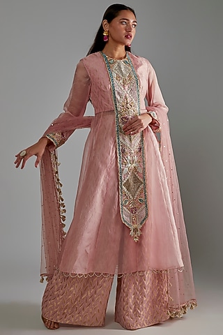 Blush Pink Embroidered Kurta Set by Payal Singhal