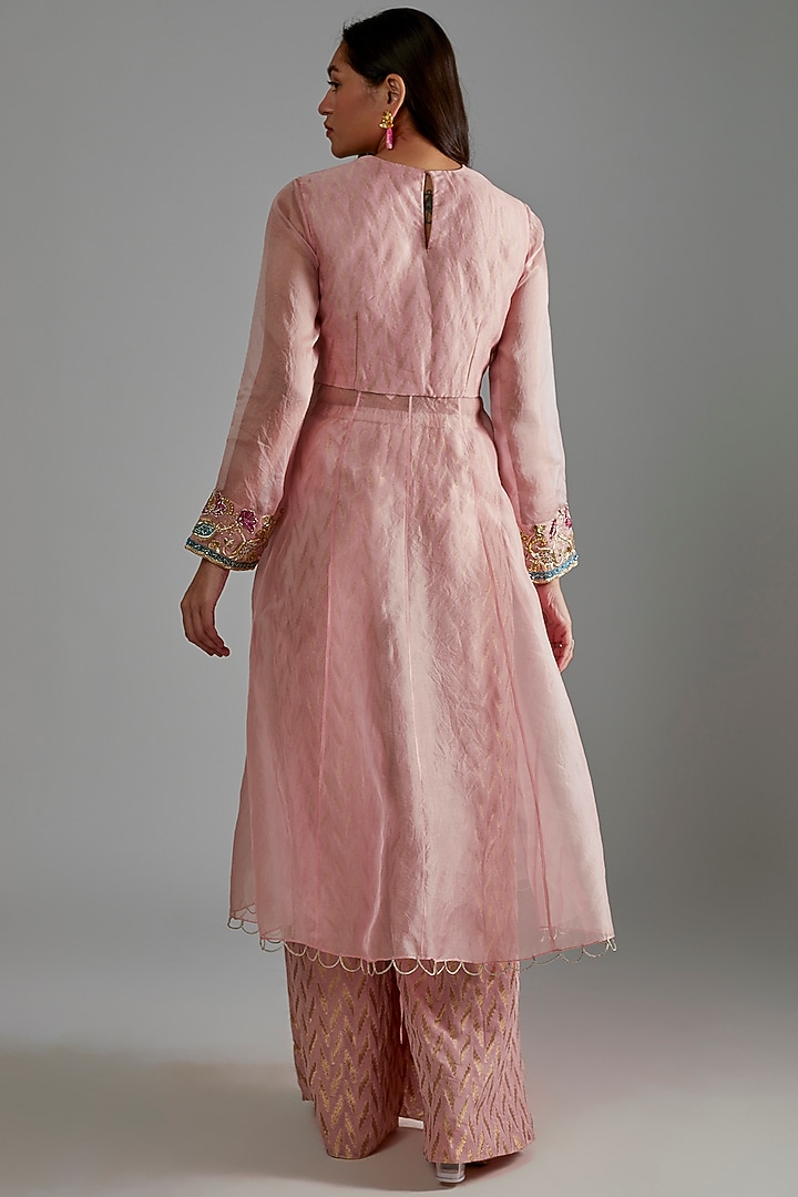 Blush Pink Embroidered Kurta Set by Payal Singhal at Pernia's Pop Up Shop