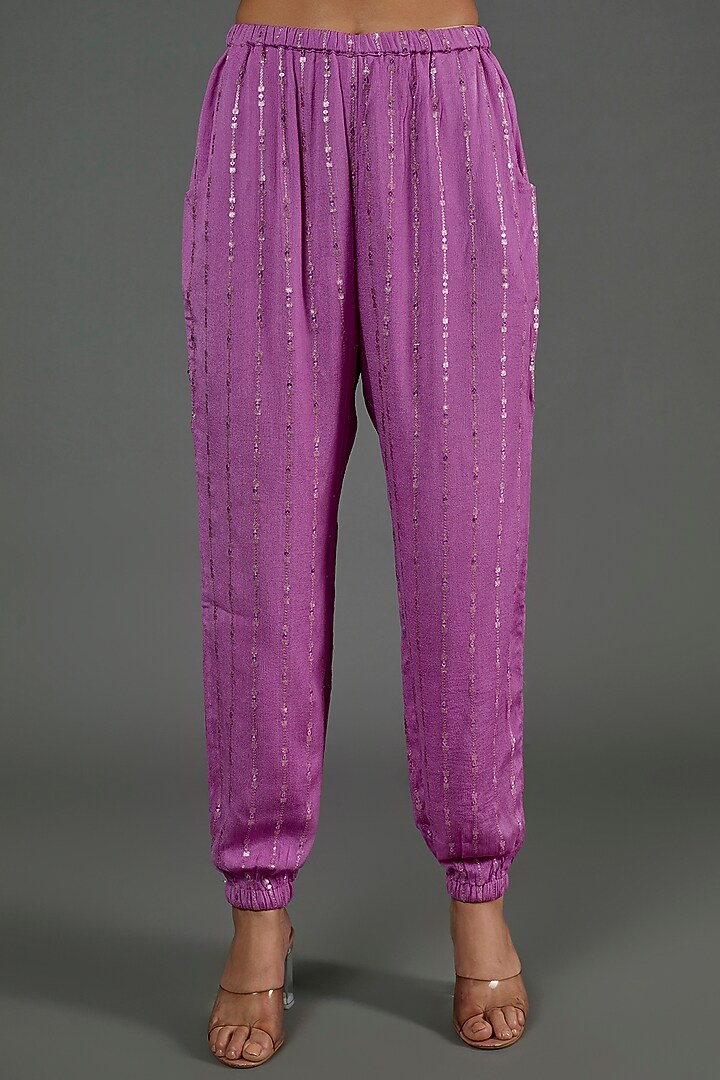 Purple Embroidered Kurta Set by Payal Singhal at Pernia's Pop Up Shop