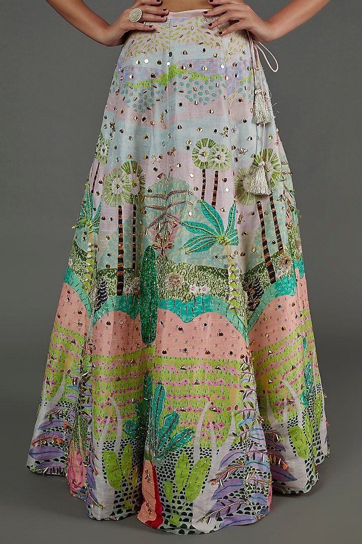 Multi-Coloured Tropical Printed Wedding Lehenga Set by Payal Singhal at Pernia's Pop Up Shop