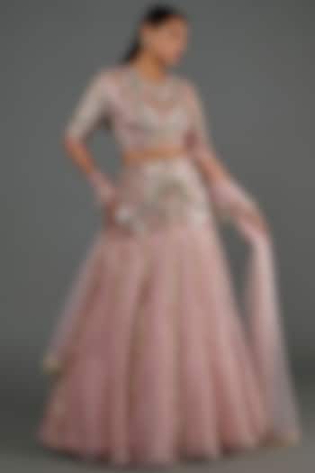 Blush Pink Embroidered Wedding Lehenga Set by Payal Singhal at Pernia's Pop Up Shop