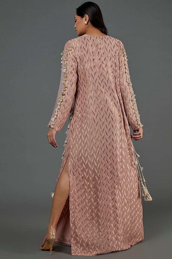 Blush Pink Banarasi Georgette Kaftan by Payal Singhal at Pernia's Pop Up Shop
