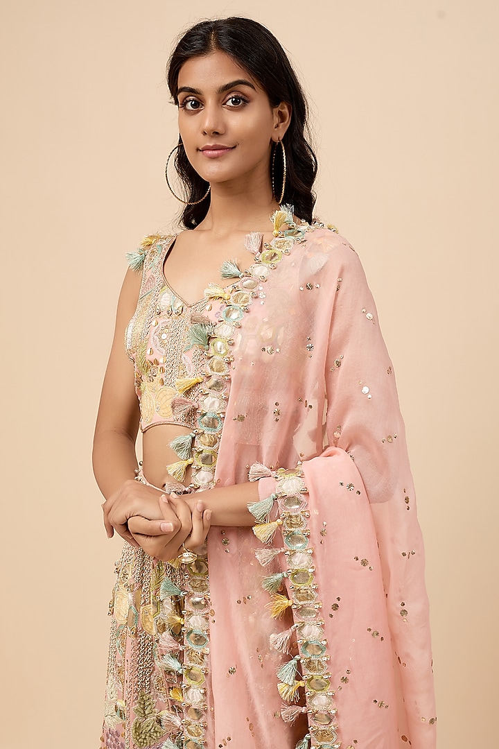 Rose Pink Georgette Hand Embroidered Bridal Sharara Set by Payal Singhal at Pernia's Pop Up Shop