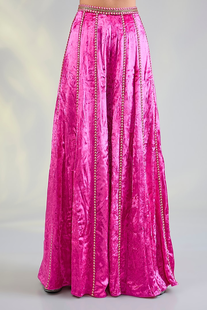 Hot Pink Velvet Wedding Sharara Set by Payal Singhal at Pernia's Pop Up Shop