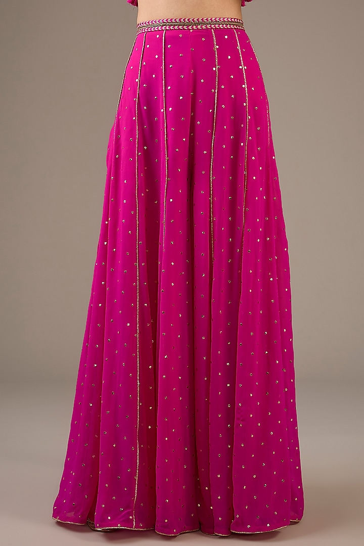 Hot Pink Mukaish Georgette Bridal Sharara Set by Payal Singhal at Pernia's Pop Up Shop