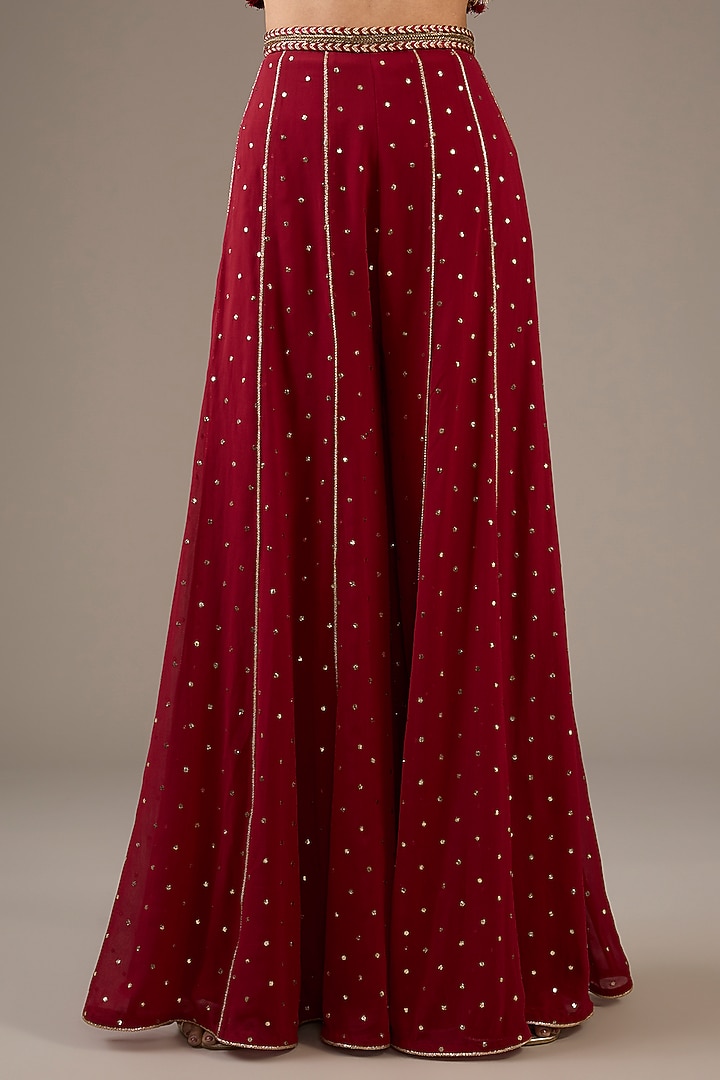 Red Mukaish Georgette Bridal Sharara Set by Payal Singhal at Pernia's Pop Up Shop
