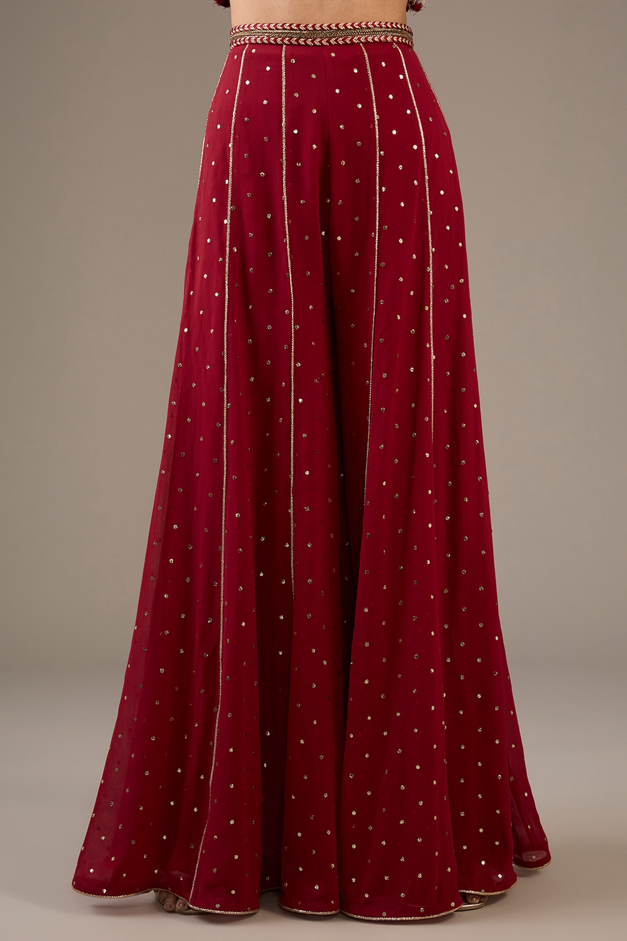 Yellow Mukaish Georgette Sharara main image 1