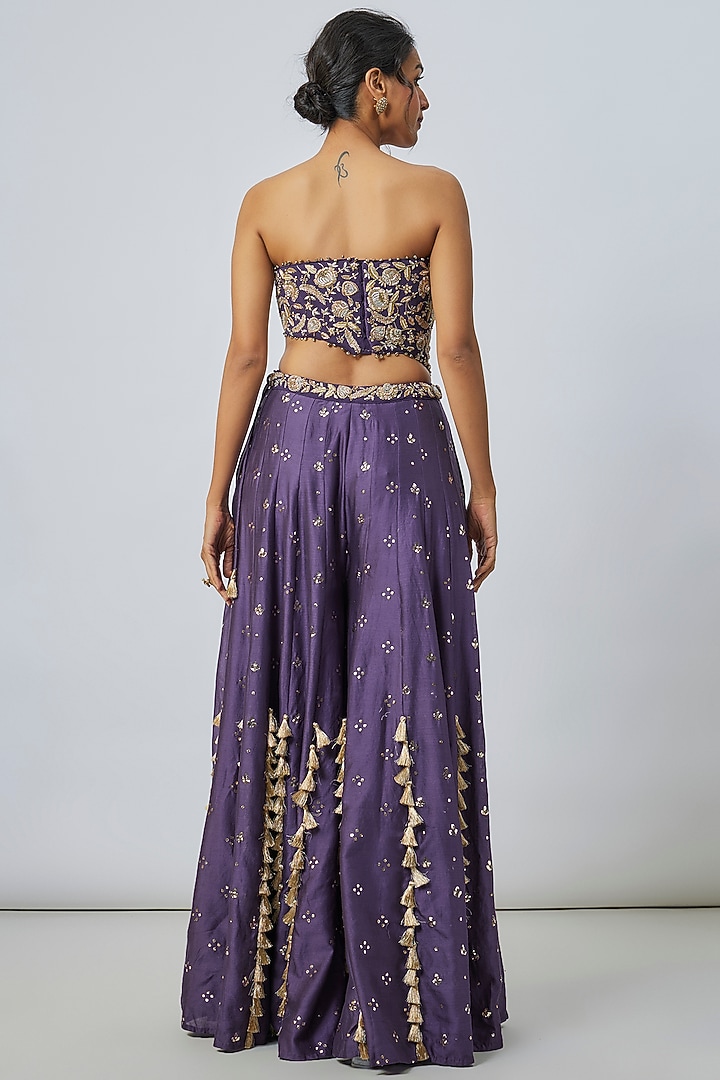 Purple Mukaish Silk Mul Bridal Sharara Set by Payal Singhal at Pernia's Pop Up Shop