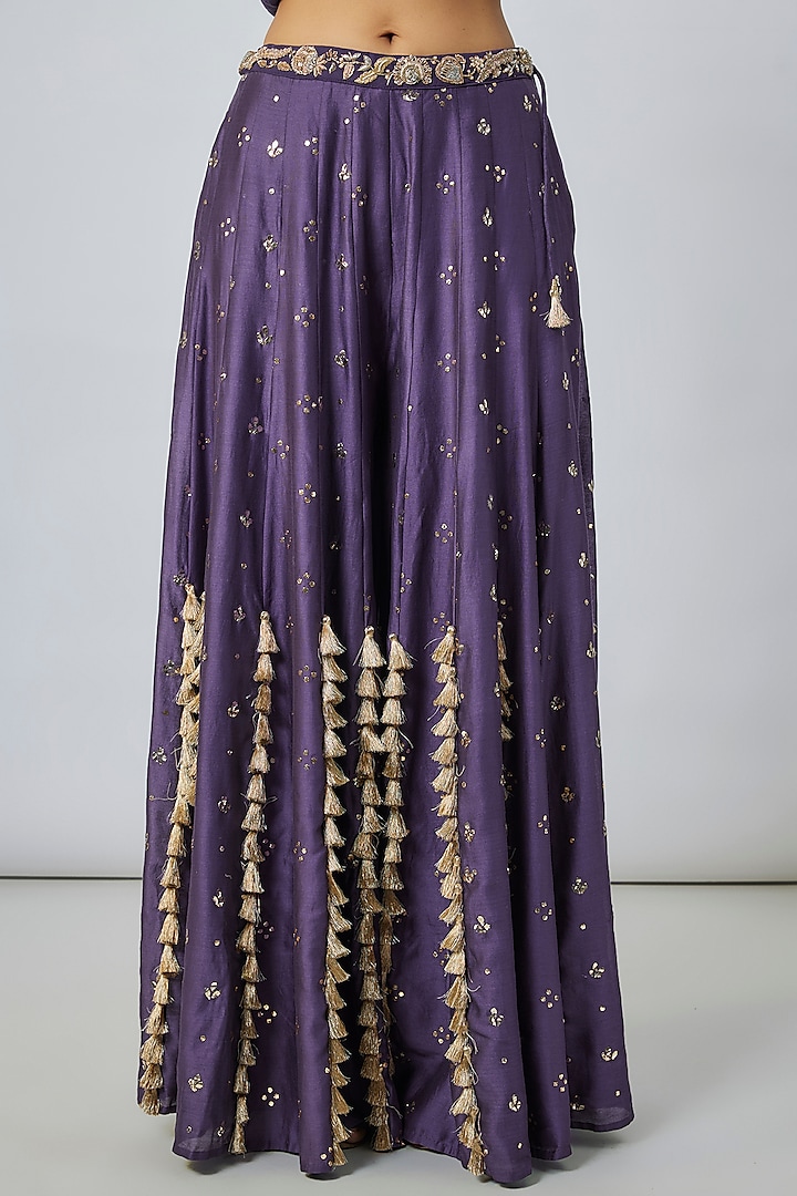 Purple Mukaish Silk Mul Bridal Sharara Set by Payal Singhal at Pernia's Pop Up Shop