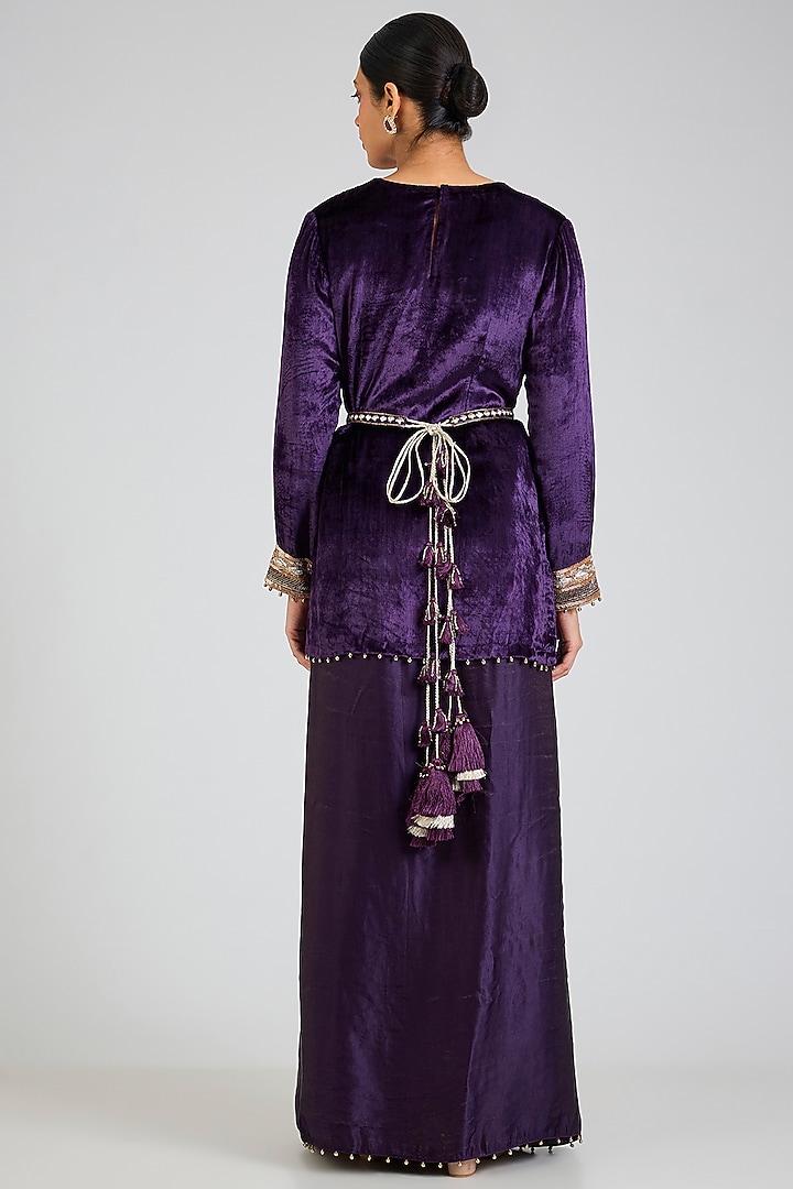 Purple Modal Satin Dhoti Skirt Set by Payal Singhal at Pernia's Pop Up Shop