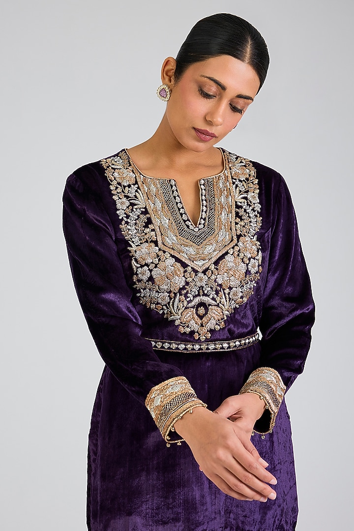 Purple Modal Satin Dhoti Skirt Set by Payal Singhal at Pernia's Pop Up Shop