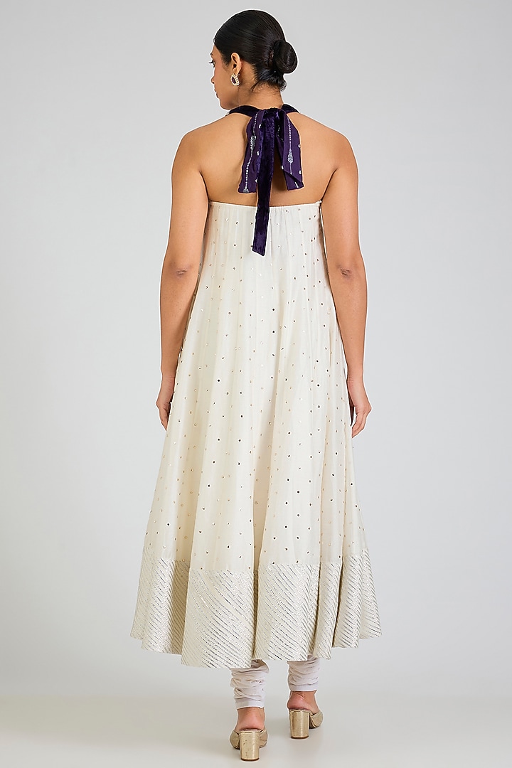 Off-White Silkmul Wedding Anarkali Set by Payal Singhal at Pernia's Pop Up Shop