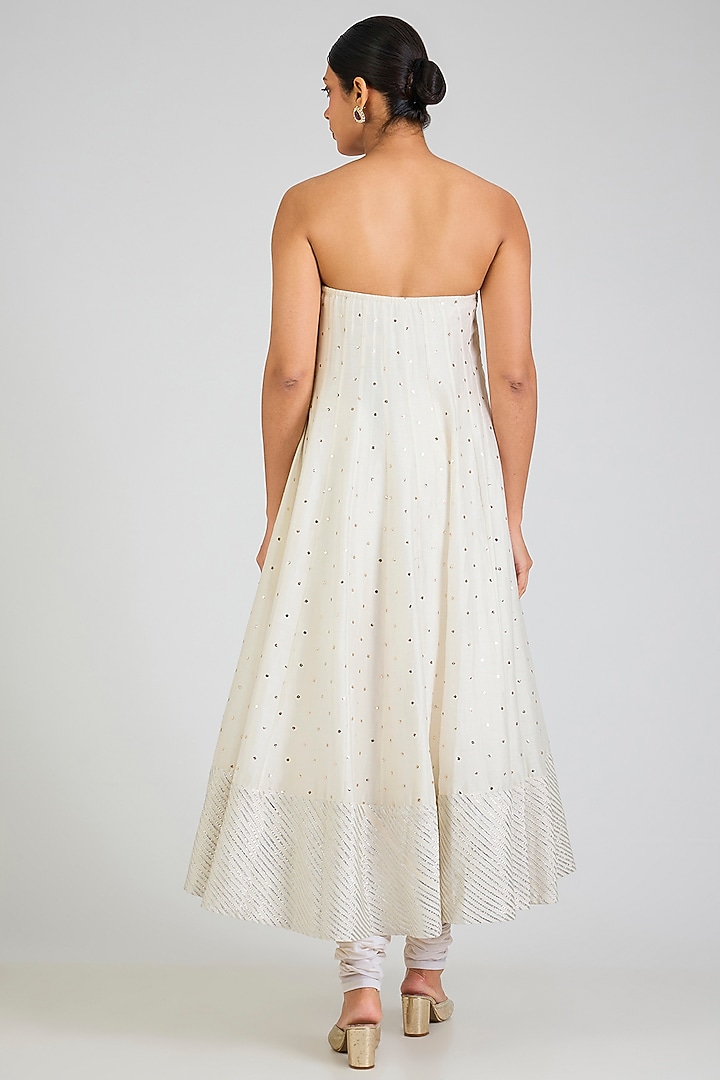 Off-White Silkmul Wedding Anarkali Set by Payal Singhal at Pernia's Pop Up Shop