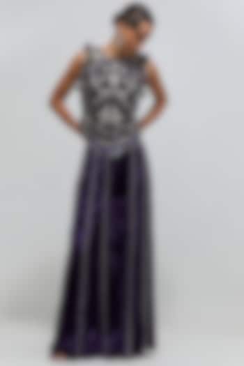 Purple Velvet Wedding Sharara Set by Payal Singhal at Pernia's Pop Up Shop