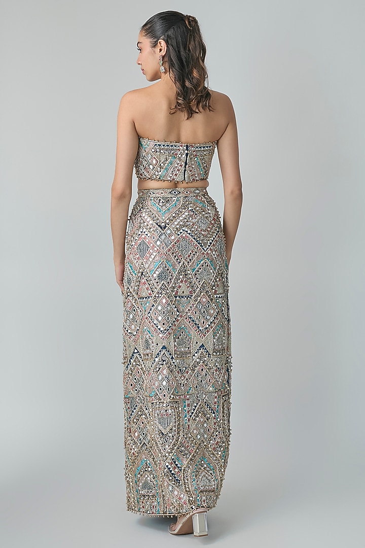 Navy Blue Georgette Embroidered Skirt Set by Payal Singhal at Pernia's Pop Up Shop