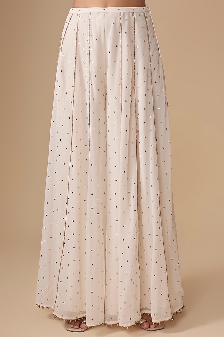 Off-White Embroidered Georgette Bridal Sharara Set by Payal Singhal at Pernia's Pop Up Shop